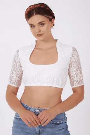026140-0-0002 Krueger Ariane Elegant Festive Lace Dirndl Blouse  with short sleeves White
