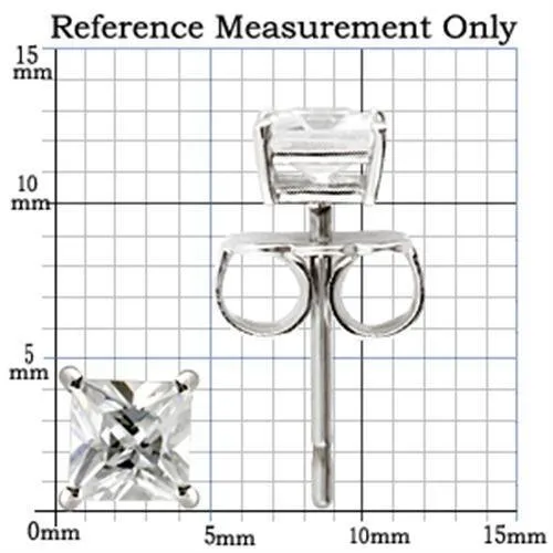 0W158 - 925 Sterling Silver Earrings Rhodium Women AAA Grade CZ Clear