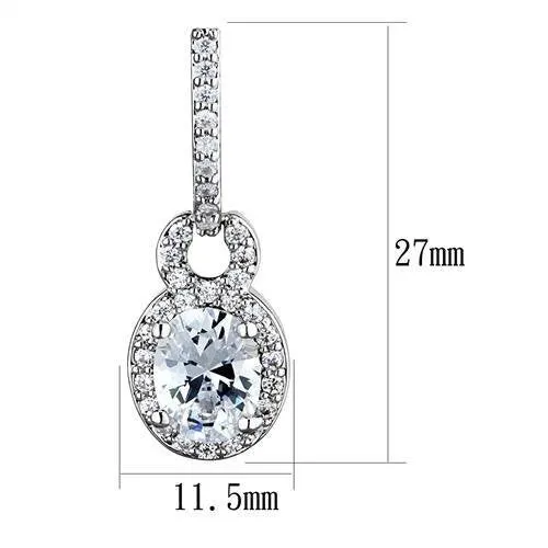 3W1276 - Brass Earrings Rhodium Women AAA Grade CZ Clear