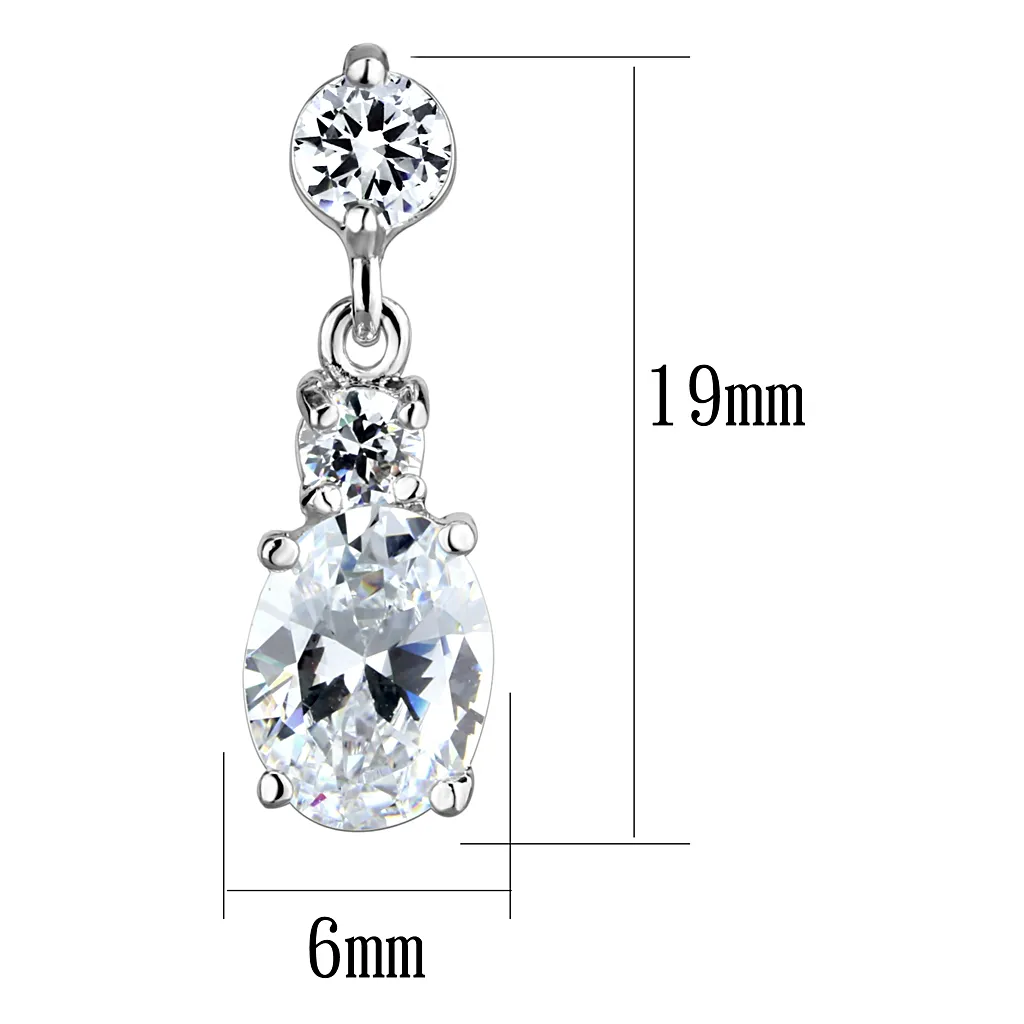 3W1290 - Brass Earrings Rhodium Women AAA Grade CZ Clear