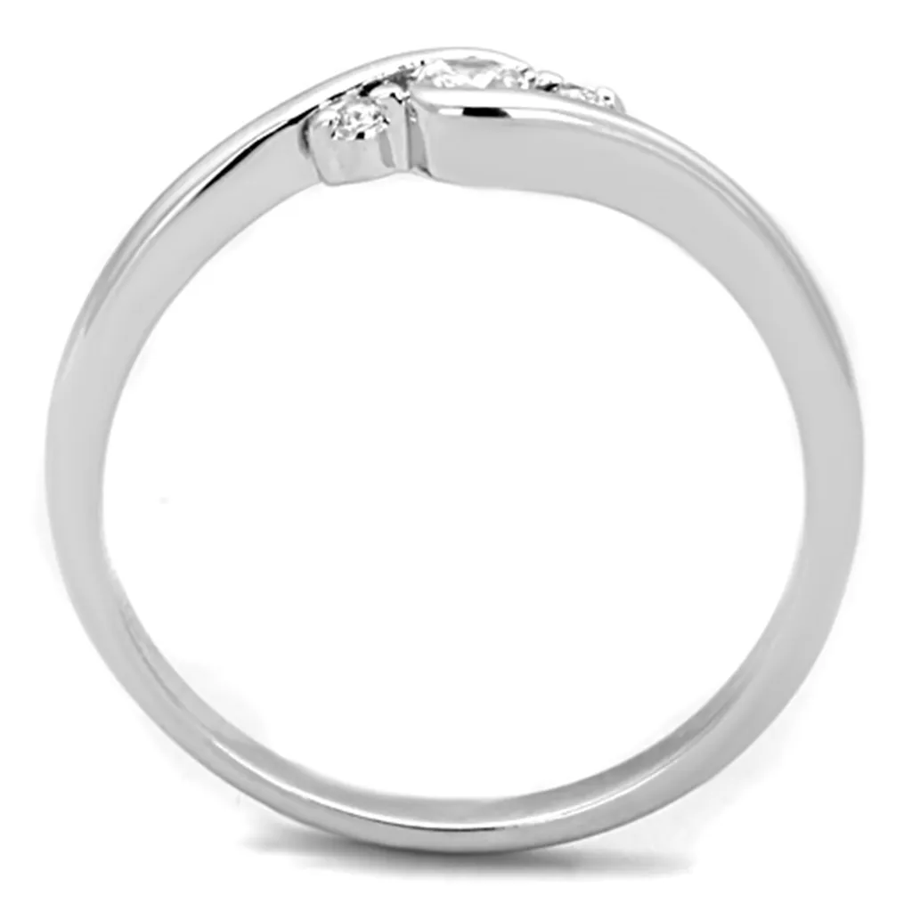 3W822 - Brass Ring Rhodium Women AAA Grade CZ Clear