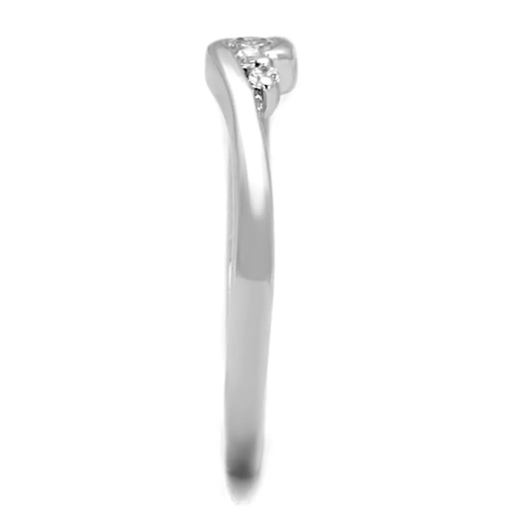3W822 - Brass Ring Rhodium Women AAA Grade CZ Clear