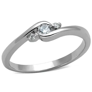 3W822 - Brass Ring Rhodium Women AAA Grade CZ Clear