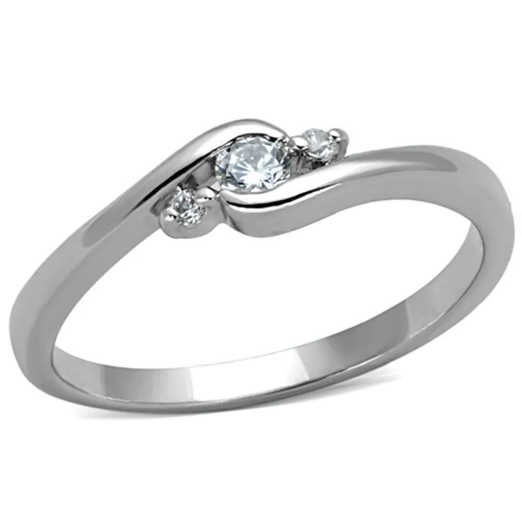 3W822 - Brass Ring Rhodium Women AAA Grade CZ Clear