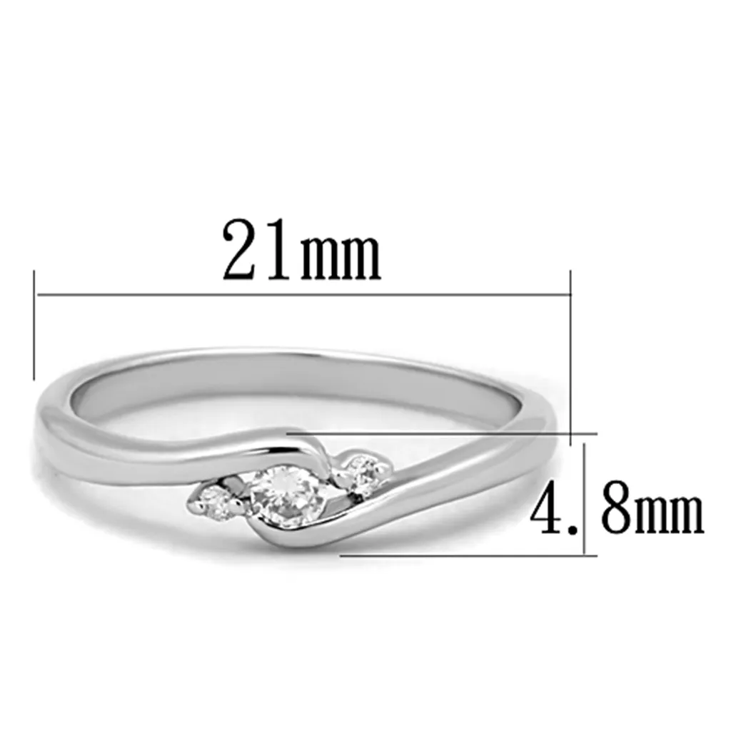 3W822 - Brass Ring Rhodium Women AAA Grade CZ Clear