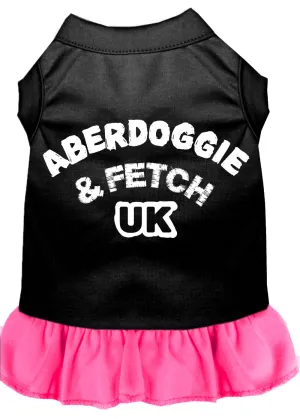 Aberdoggie Uk Screen Print Dress Black With Bright Pink Lg