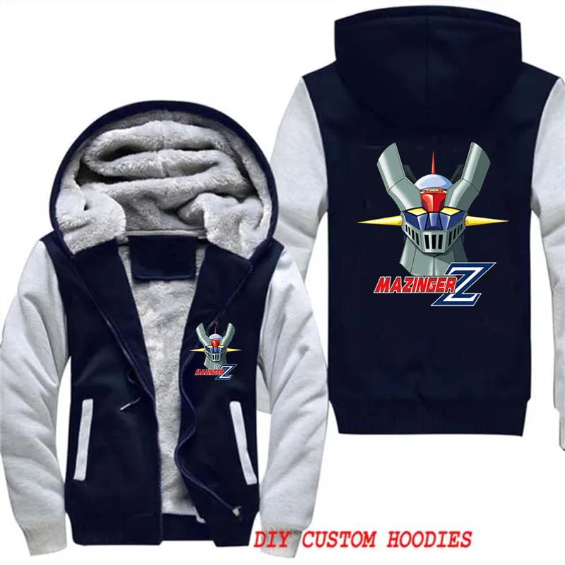 Anime Mazinger Z Males Thick Jackets Coats Pullover Unisex Tracksuit