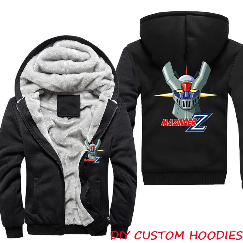 Anime Mazinger Z Males Thick Jackets Coats Pullover Unisex Tracksuit