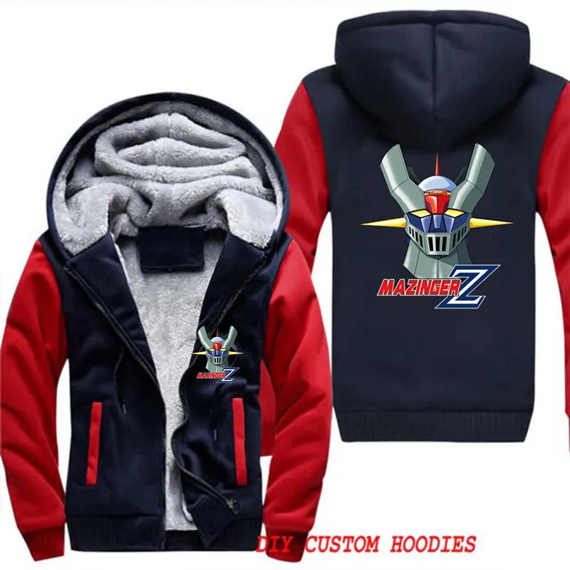 Anime Mazinger Z Males Thick Jackets Coats Pullover Unisex Tracksuit