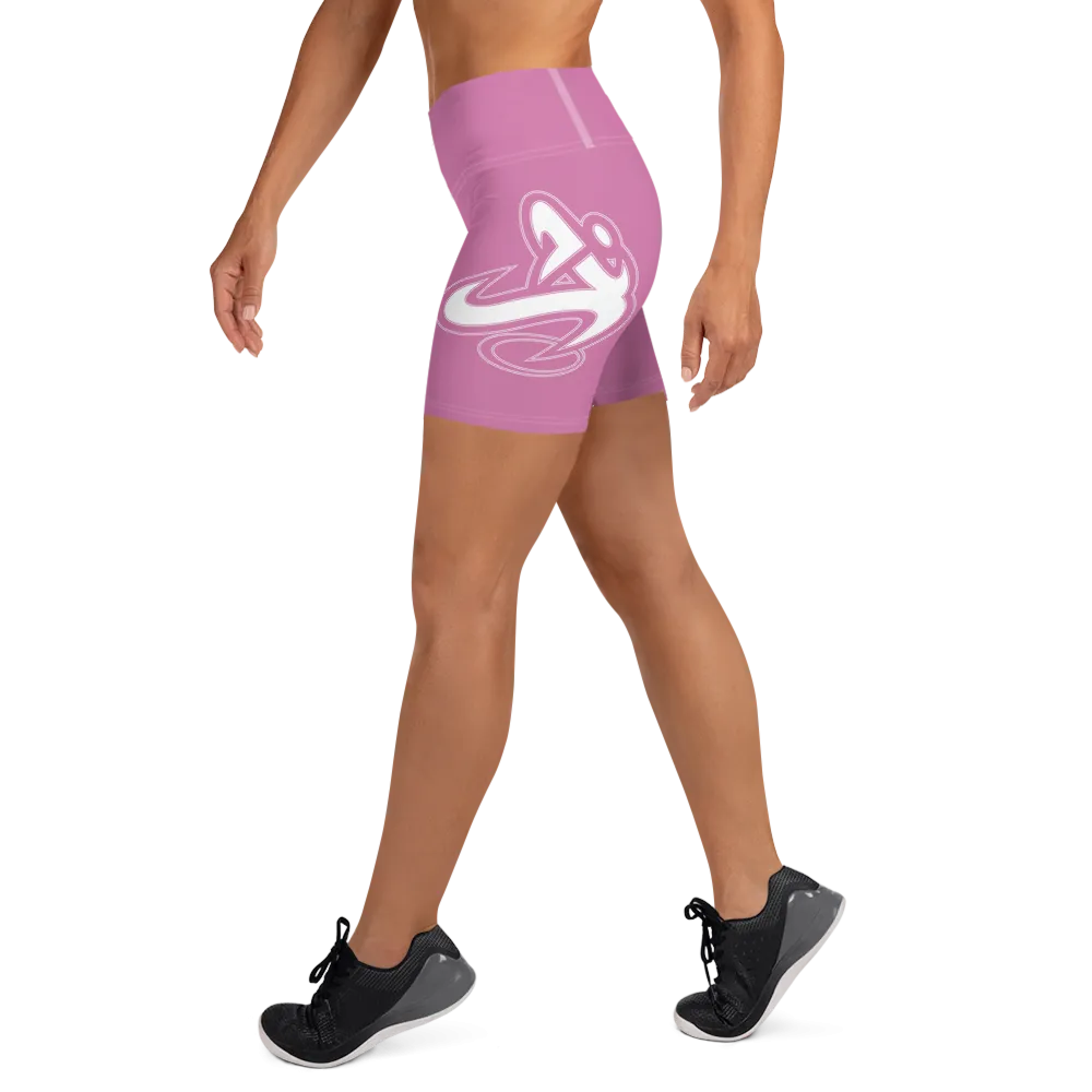 Athletic Apparatus Pink 1 White logo White stitch Yoga Shorts