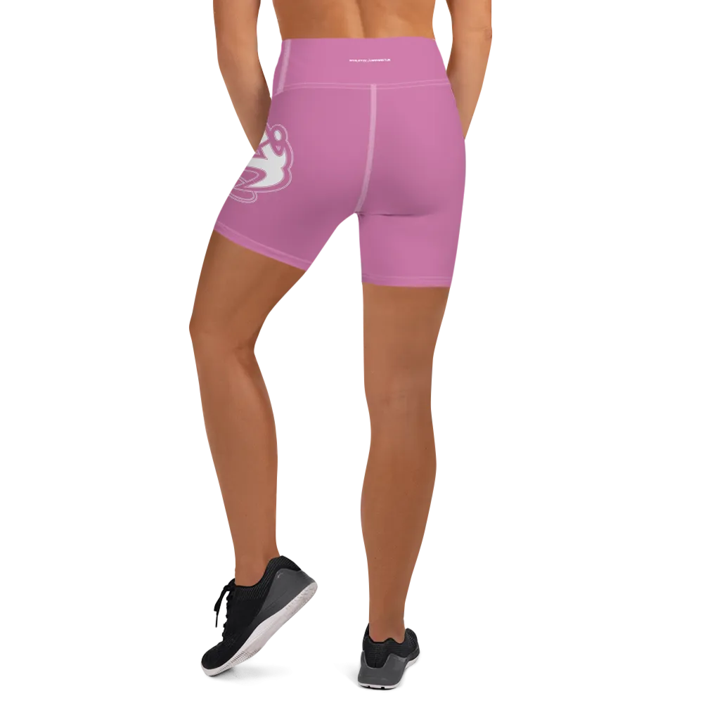 Athletic Apparatus Pink 1 White logo White stitch Yoga Shorts