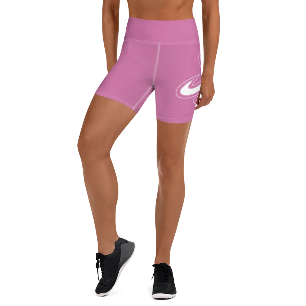 Athletic Apparatus Pink 1 White logo White stitch Yoga Shorts