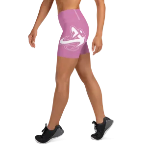 Athletic Apparatus Pink 1 White logo White stitch Yoga Shorts
