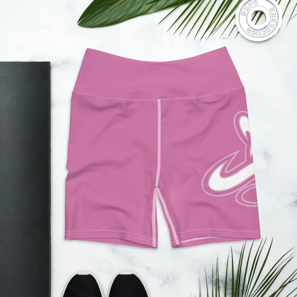 Athletic Apparatus Pink 1 White logo White stitch Yoga Shorts