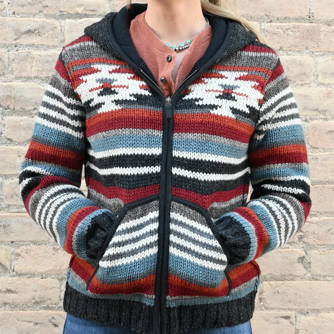 Blake - Women's Wool Knit Sweater in Black Natural