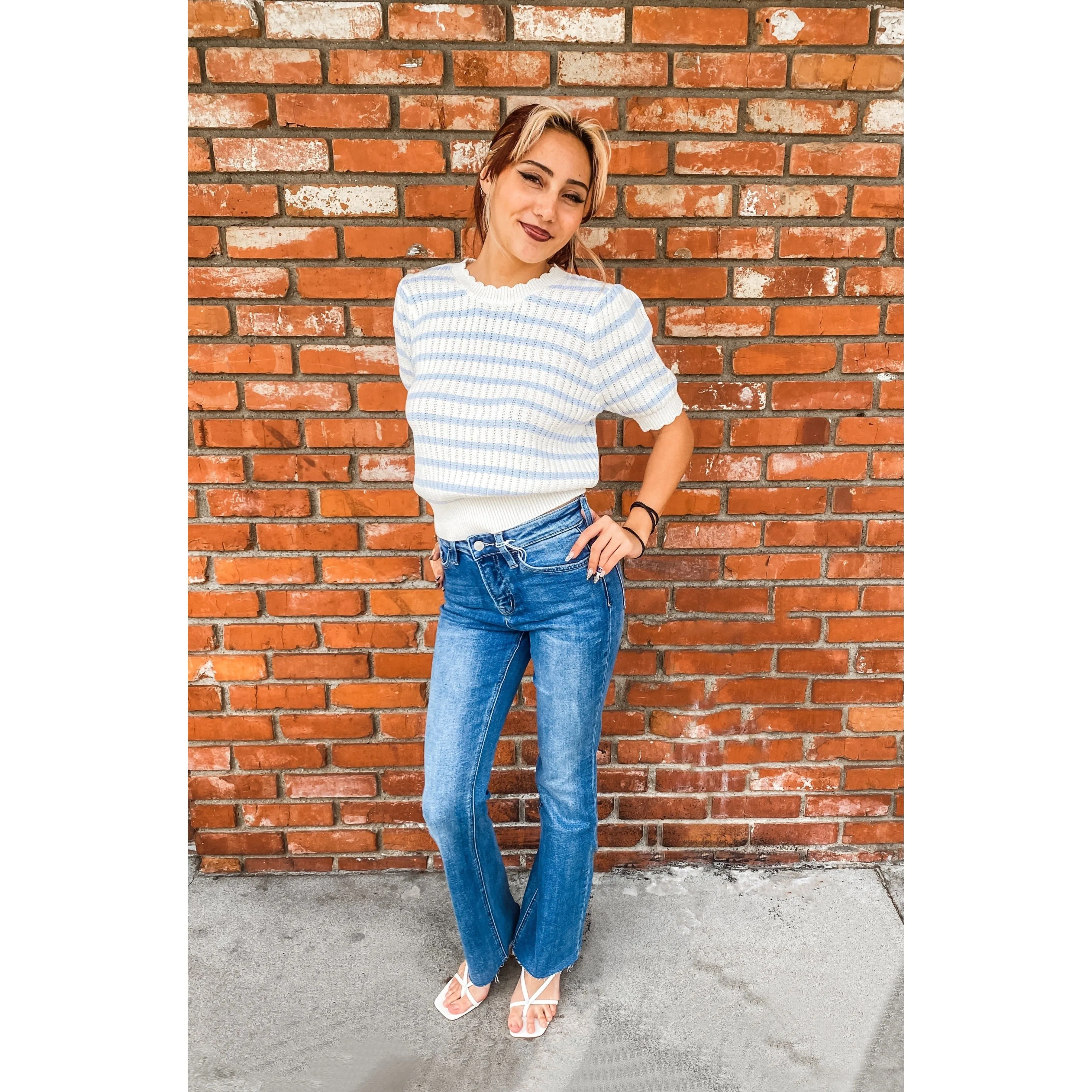Blue and White Stripe Sweater