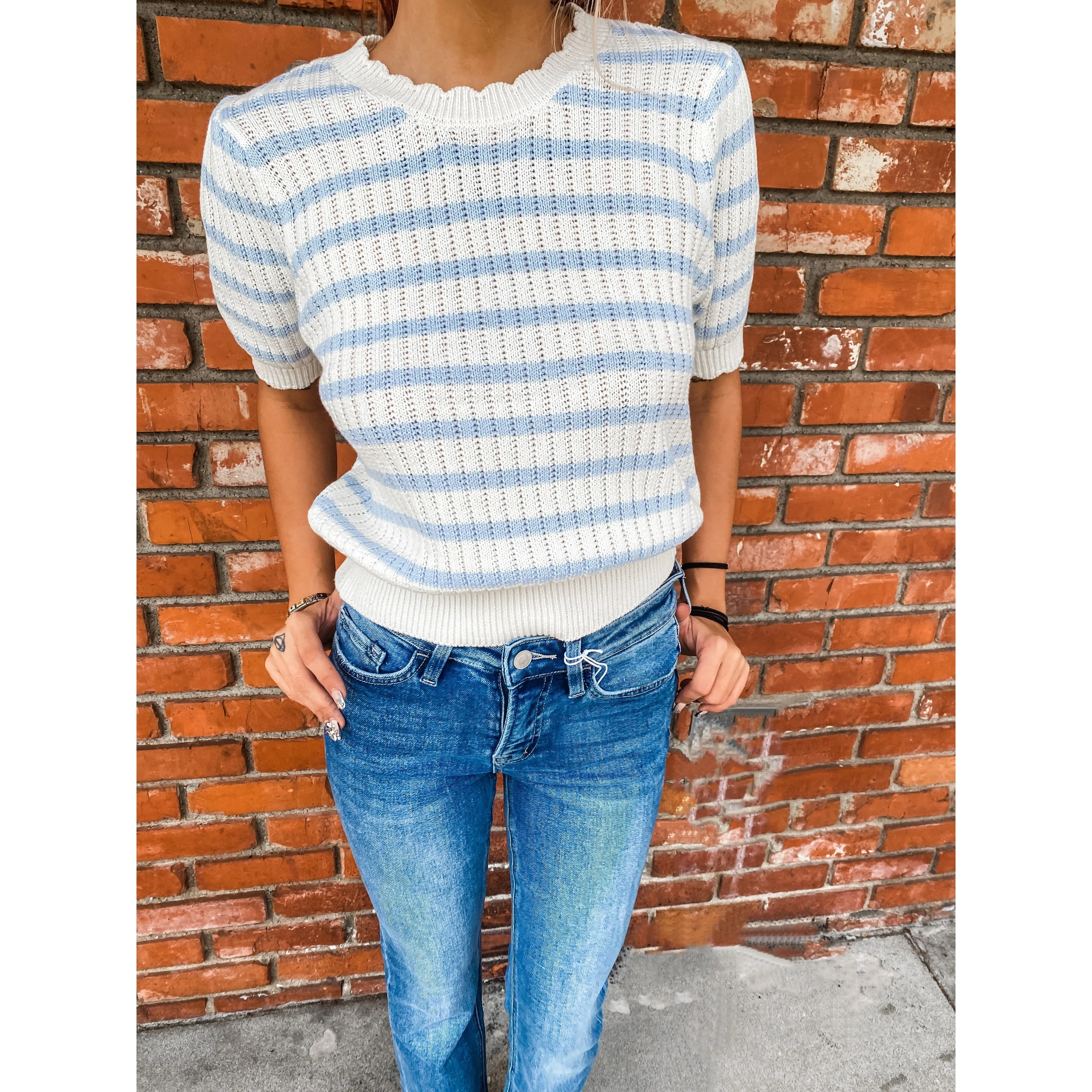 Blue and White Stripe Sweater