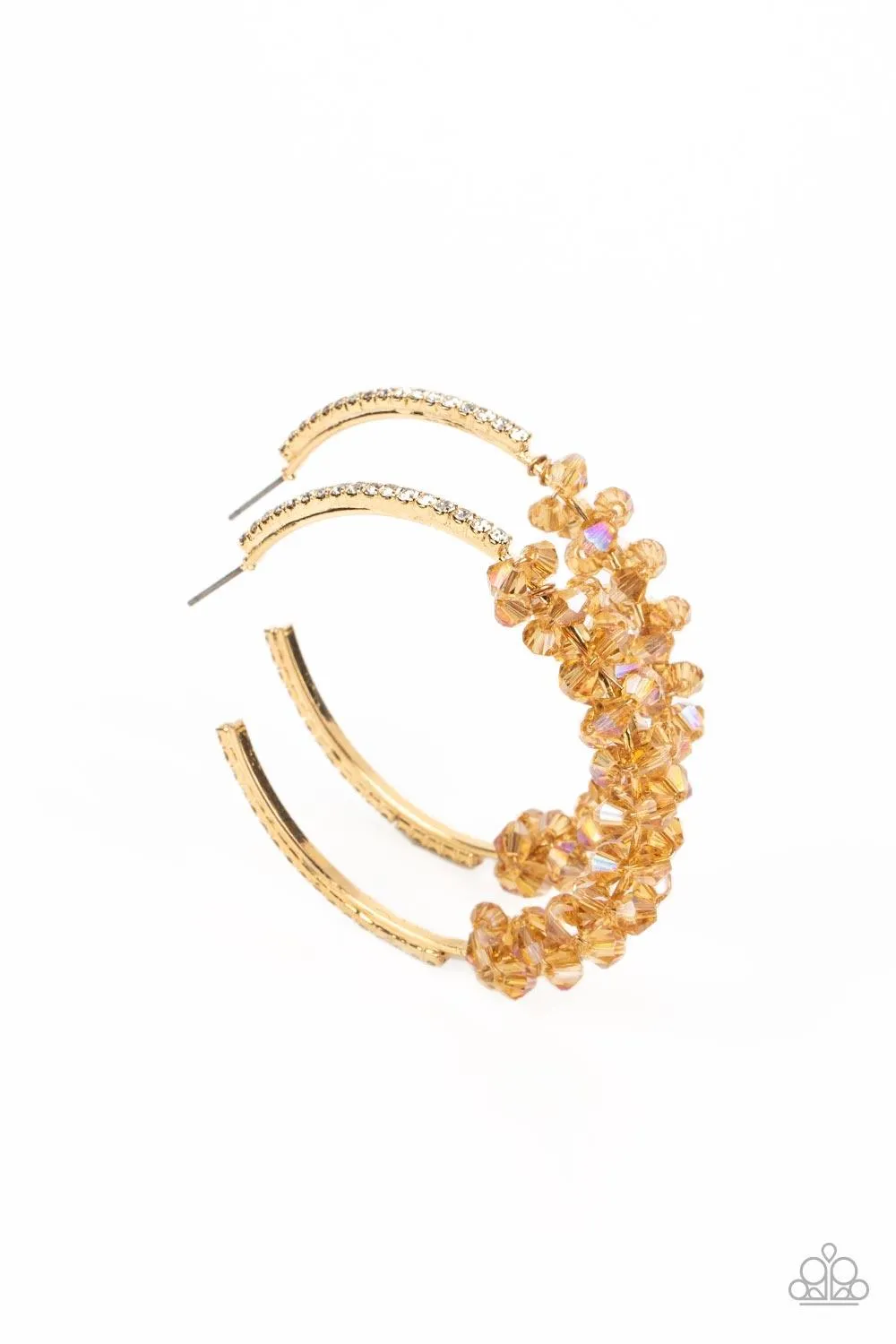Bubble-Bursting Bling - Gold Paparazzi Hoop Earring