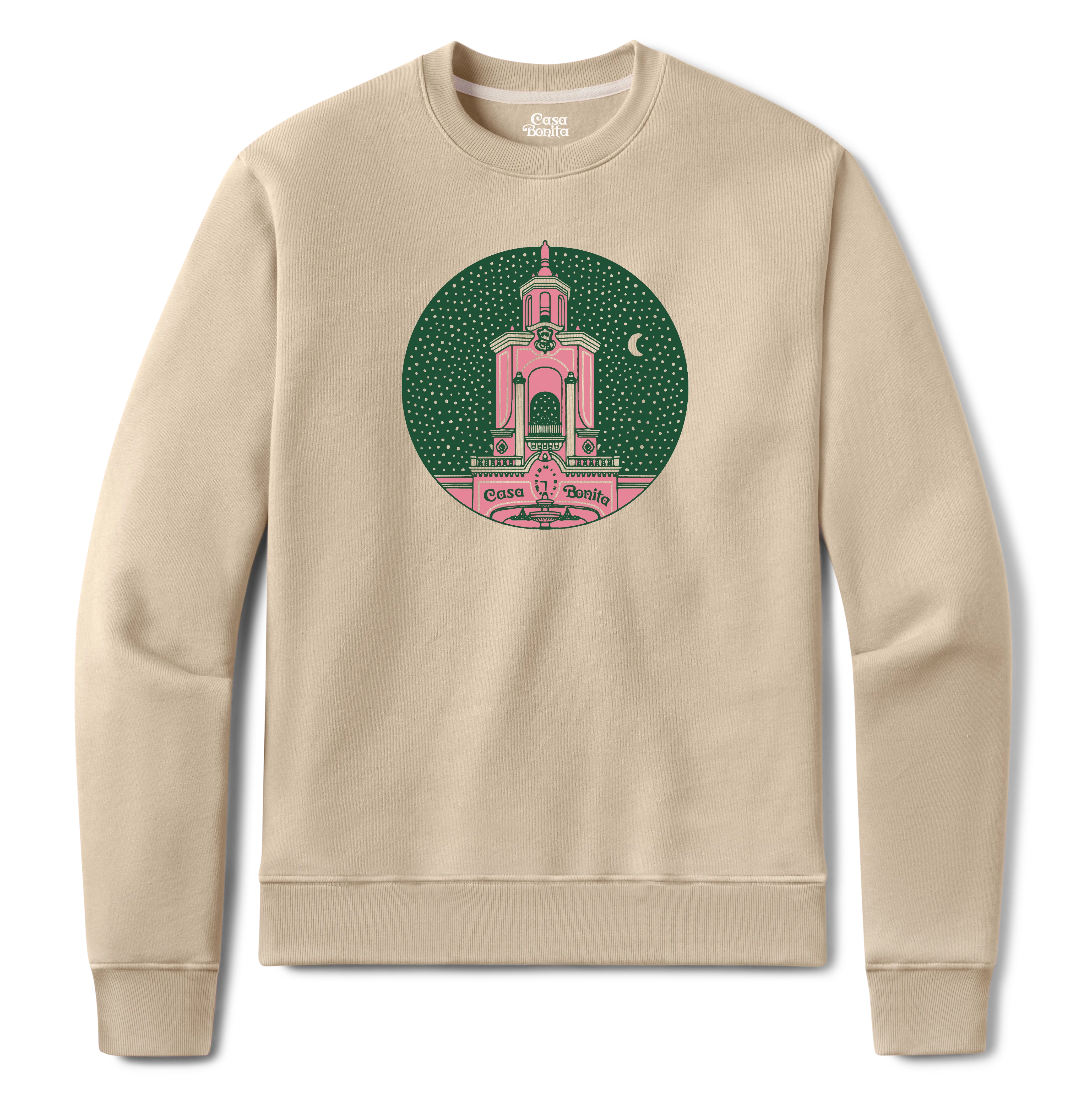 Casa Bonita Beige Twilight Tower Crew Sweatshirt
