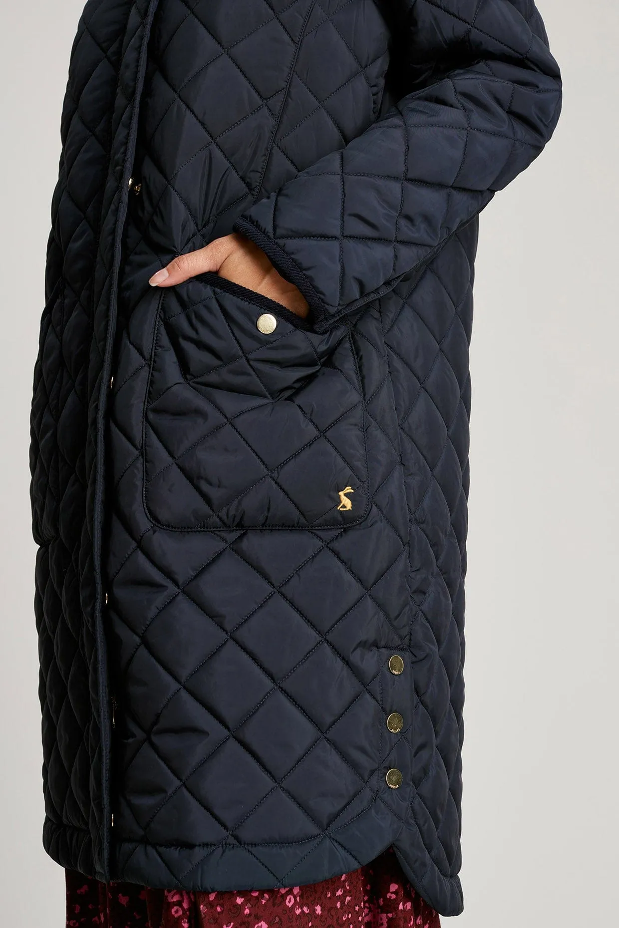 Chatham Long Quilted Coat - Marine Navy