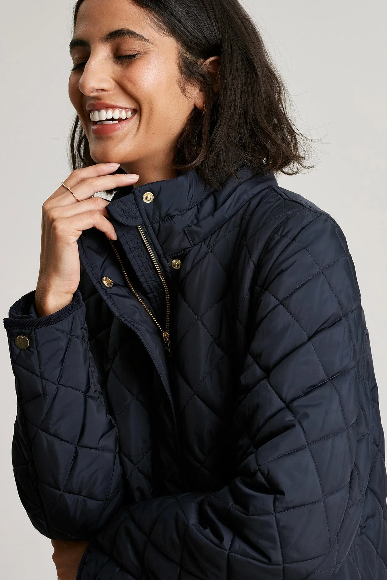 Chatham Long Quilted Coat - Marine Navy