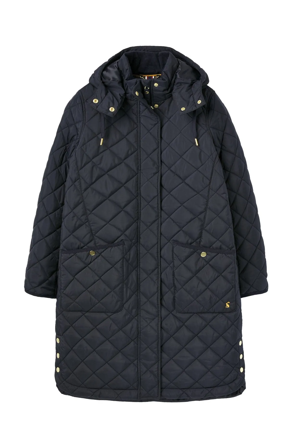 Chatham Long Quilted Coat - Marine Navy