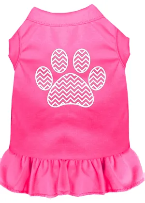 Chevron Paw Screen Print Dress Bright Pink Xxl