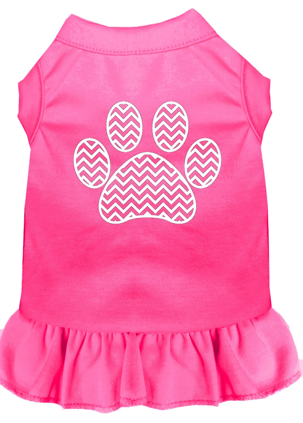 Chevron Paw Screen Print Dress Bright Pink Xxl
