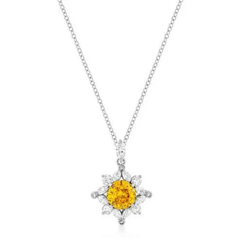 Classic Sun Pendant in Rhodium Plated