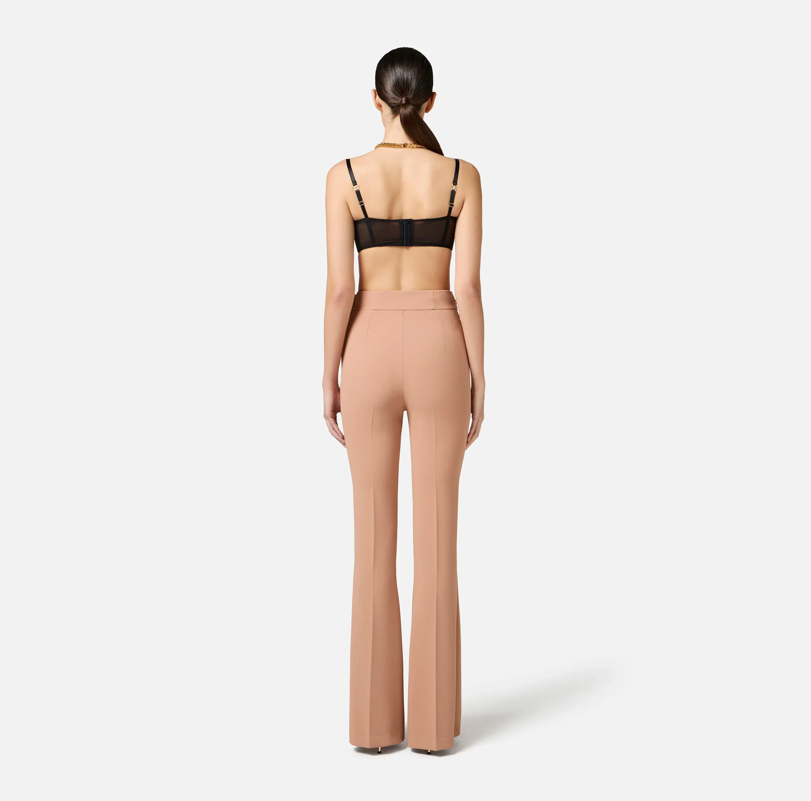 Crêpe trousers with satin bow