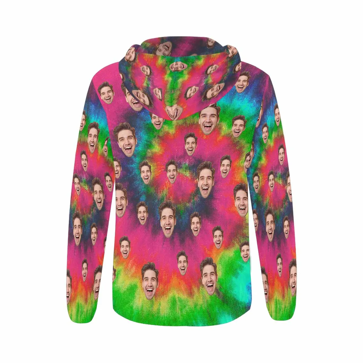 Custom Face Full Zip Hoodie Colorful Women's All Over Print Zipper Hoodie with Husband Face