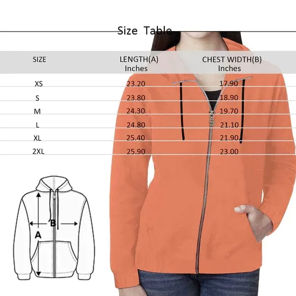 Custom Face Full Zip Hoodie Colorful Women's All Over Print Zipper Hoodie with Husband Face