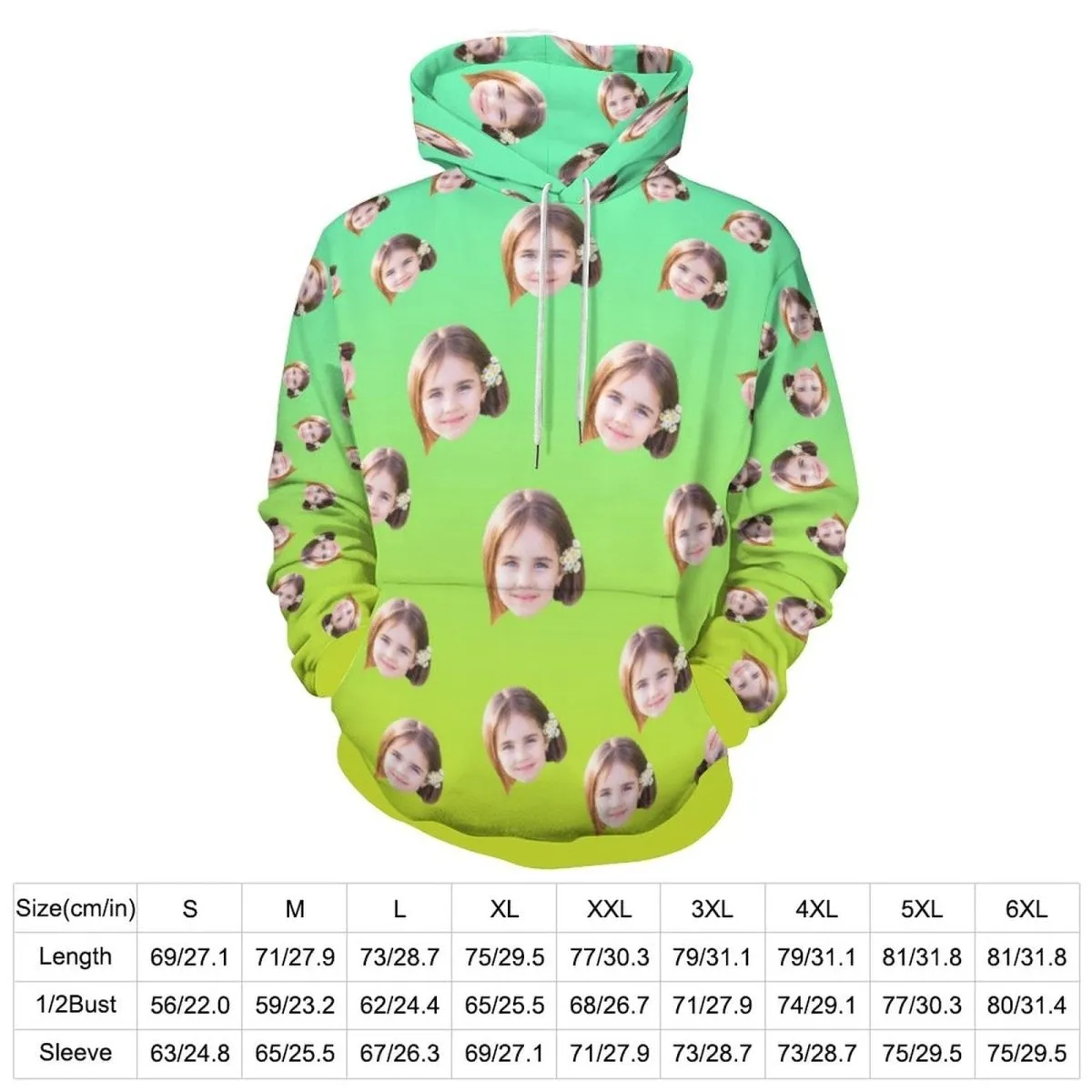 Custom Face Gradient Multicolor Hoodie Unisex Design Your Own Hoodie Personalized Loose Hoodie Top Outfits
