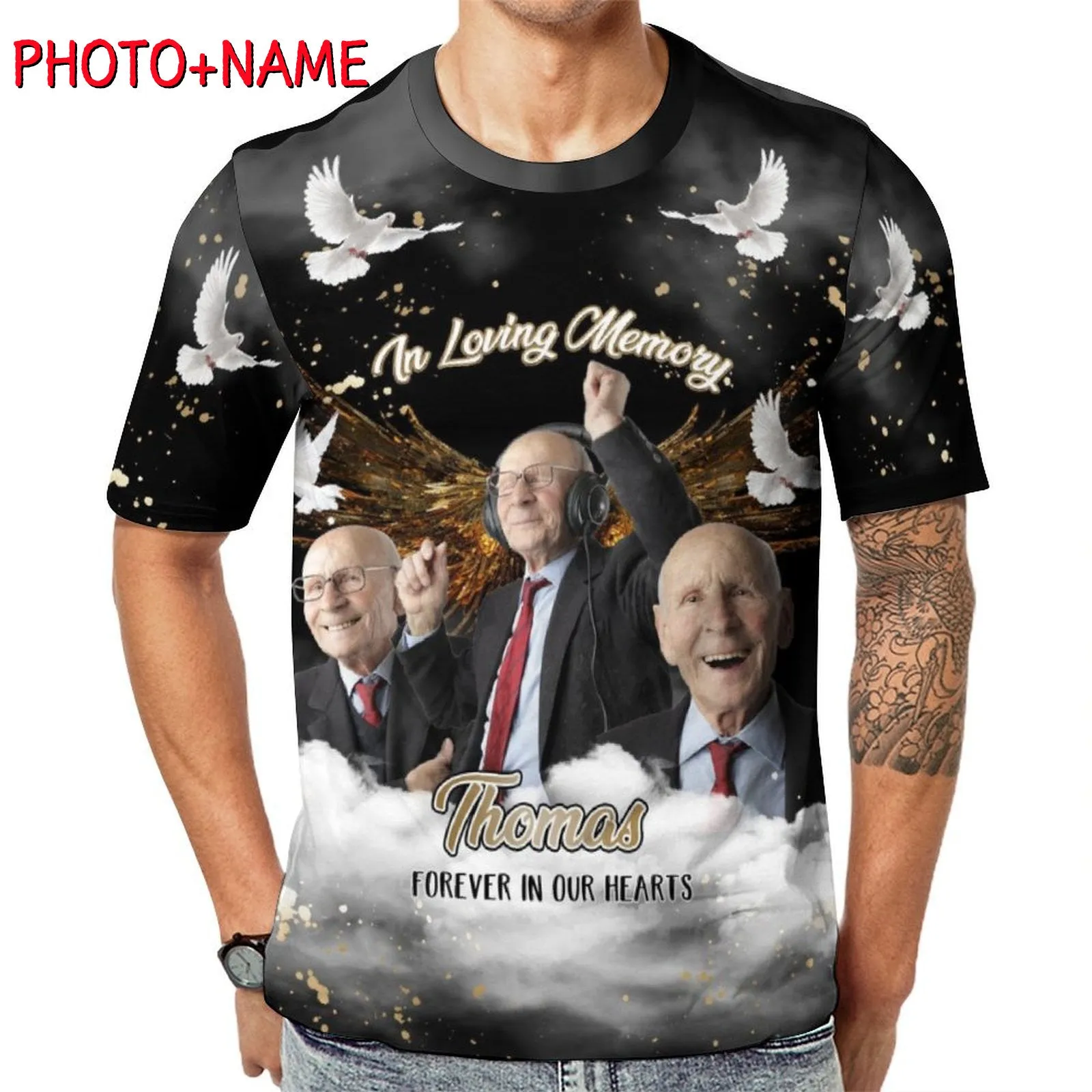 Custom Photo&Text Memorial T-Shirt&Hoodie Rest in Peace Shirts In Loving Memory Top