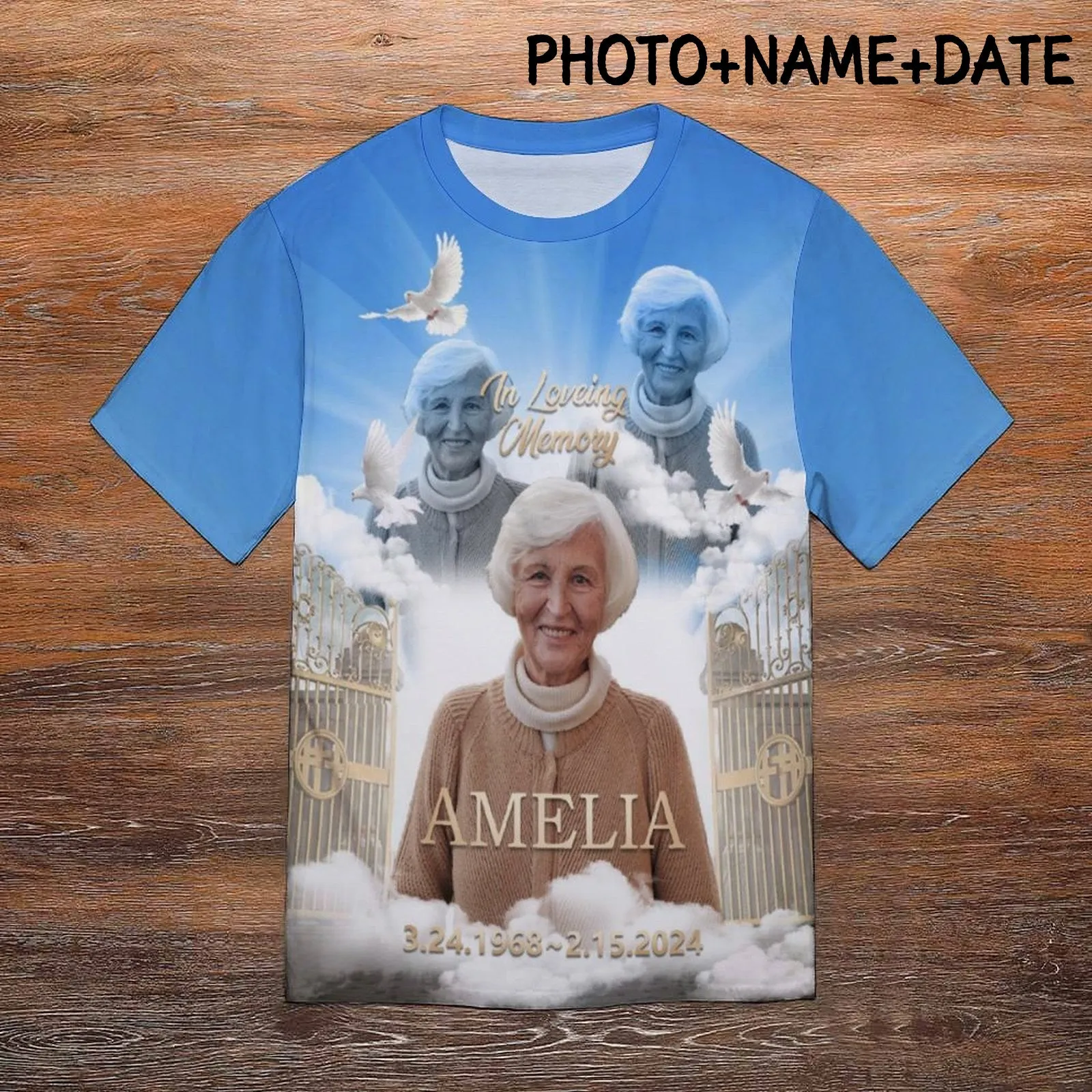 Custom Photo&Text Memorial T-Shirt&Hoodie Rest in Peace Shirts In Loving Memory Top