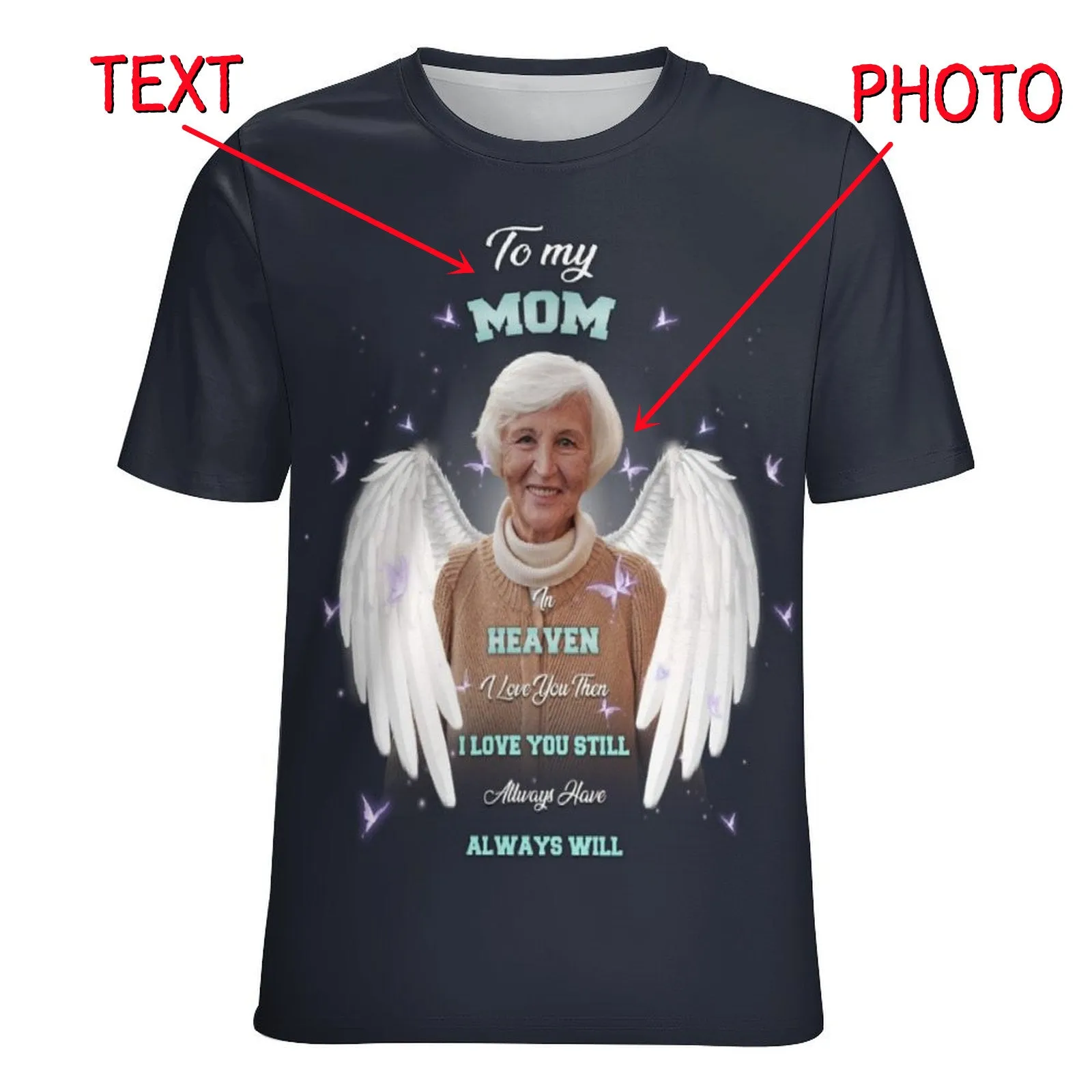 Custom Photo&Text Memorial T-Shirt&Hoodie Rest in Peace Shirts In Loving Memory Top
