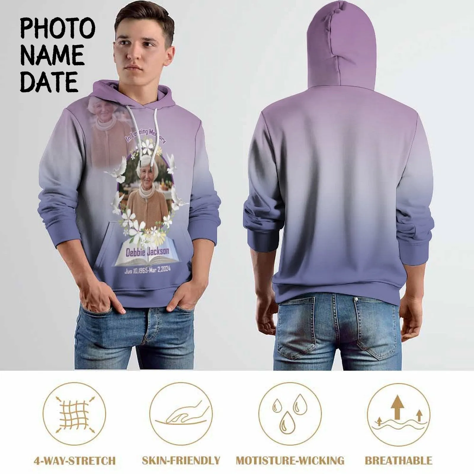 Custom Photo&Text Memorial T-Shirt&Hoodie Rest in Peace Shirts In Loving Memory Top