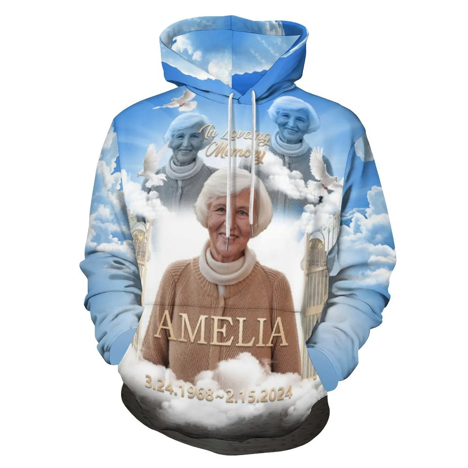 Custom Photo&Text Memorial T-Shirt&Hoodie Rest in Peace Shirts In Loving Memory Top