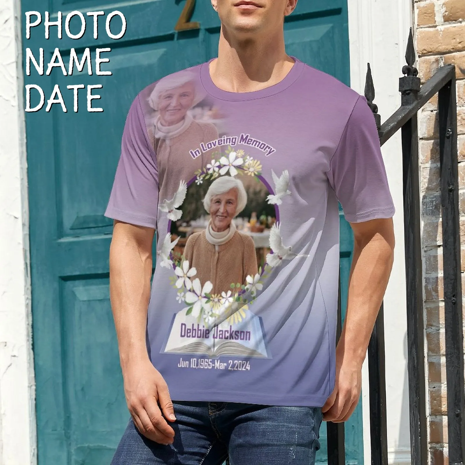 Custom Photo&Text Memorial T-Shirt&Hoodie Rest in Peace Shirts In Loving Memory Top