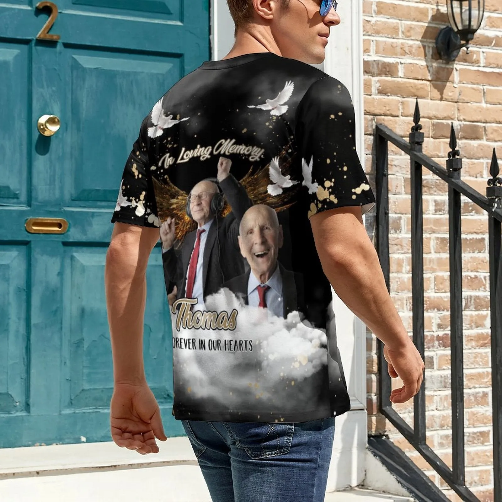 Custom Photo&Text Memorial T-Shirt&Hoodie Rest in Peace Shirts In Loving Memory Top