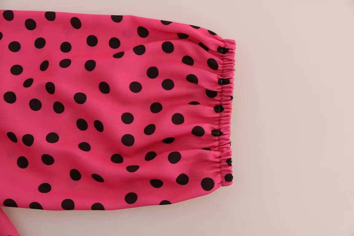 Dolce & Gabbana Chic Pink Polka Dotted Silk Blouse