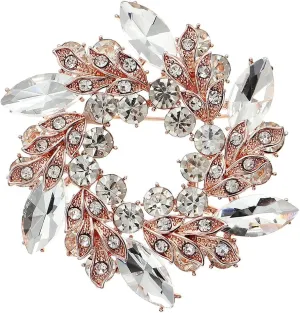 Elegant Women's Wedding Corsage Crystal Silver Metal Rhinestone Brooch Pin - Large Flower Wreath Jewelry AccessoryBig Flower Lapel Pins for Dress, Blouse, or Jacket