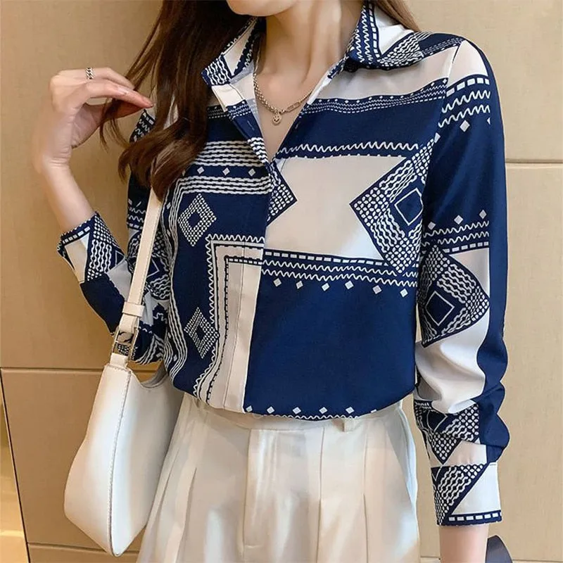 FashionSierra - Satin Elegant Fashion Printing Shirt