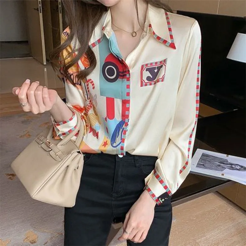 FashionSierra - Satin Elegant Fashion Printing Shirt
