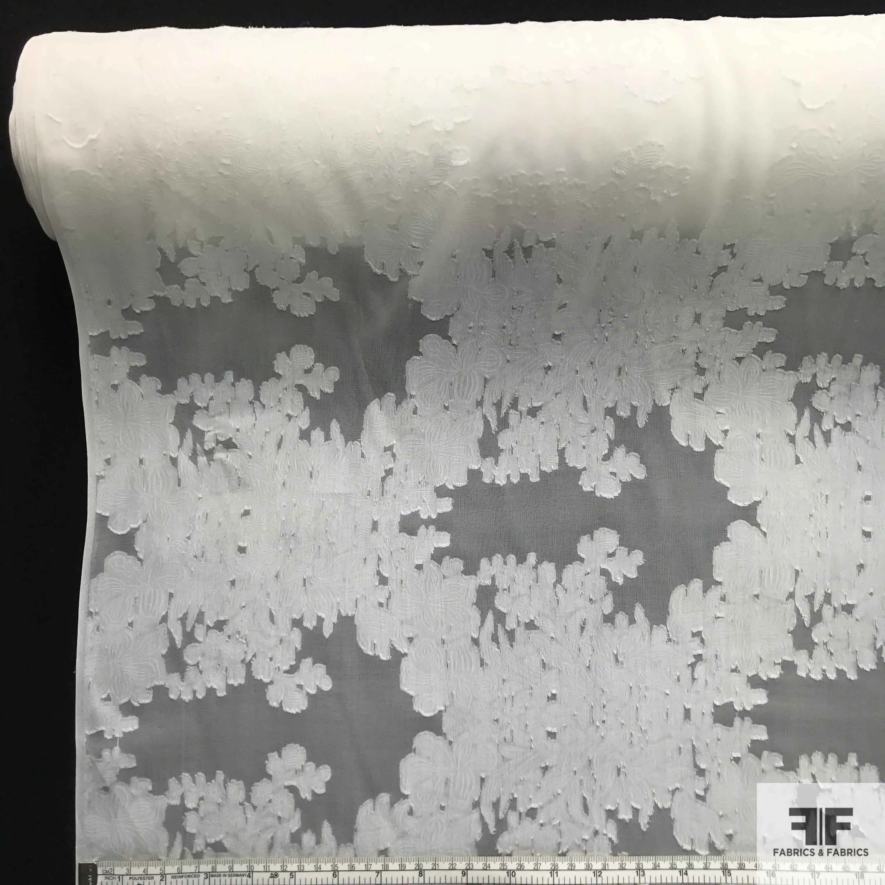 Floral Jacquard Silk Burnout - White