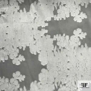 Floral Jacquard Silk Burnout - White