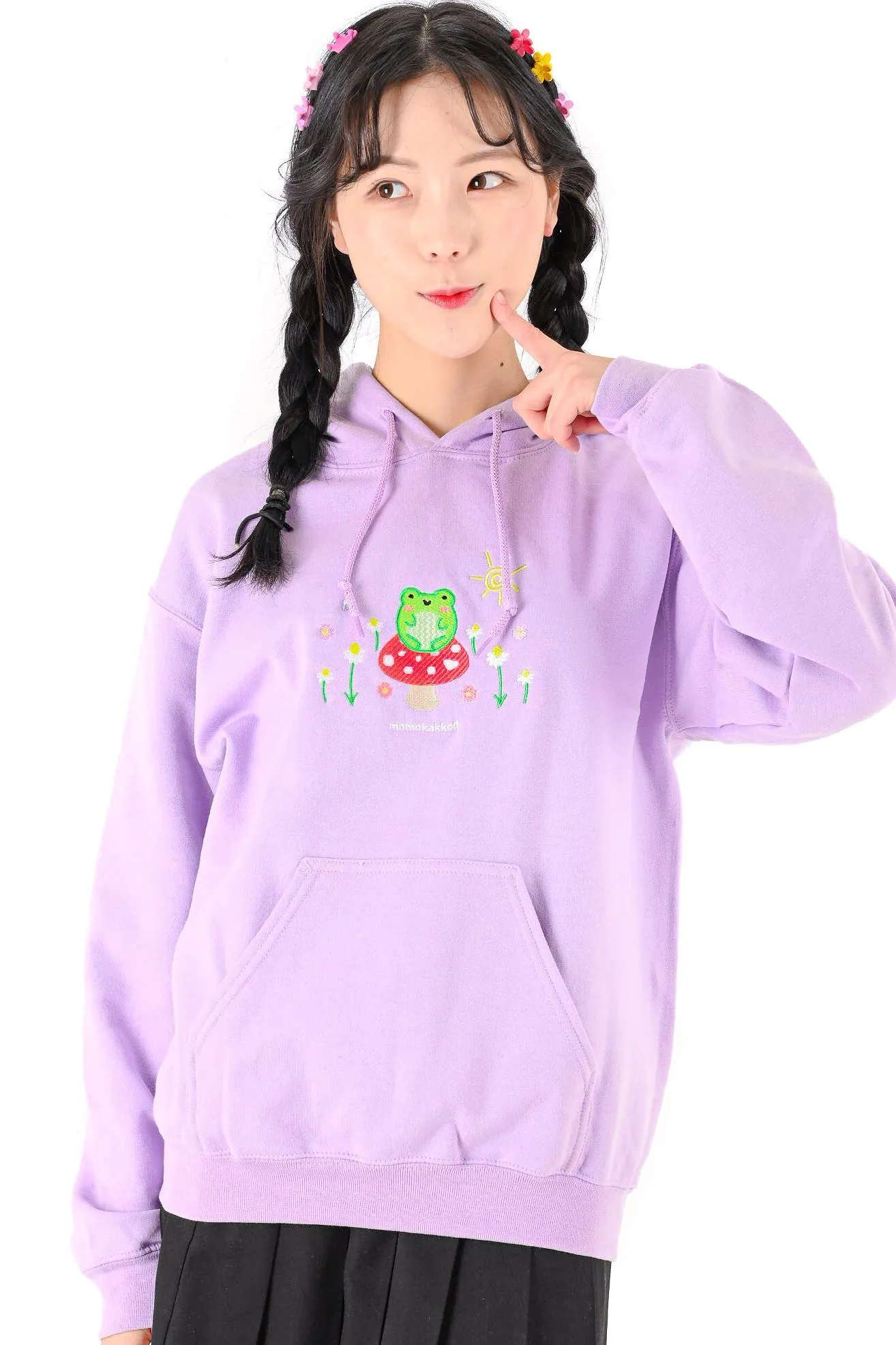 Froggy & Nature Embroidered Hoodie