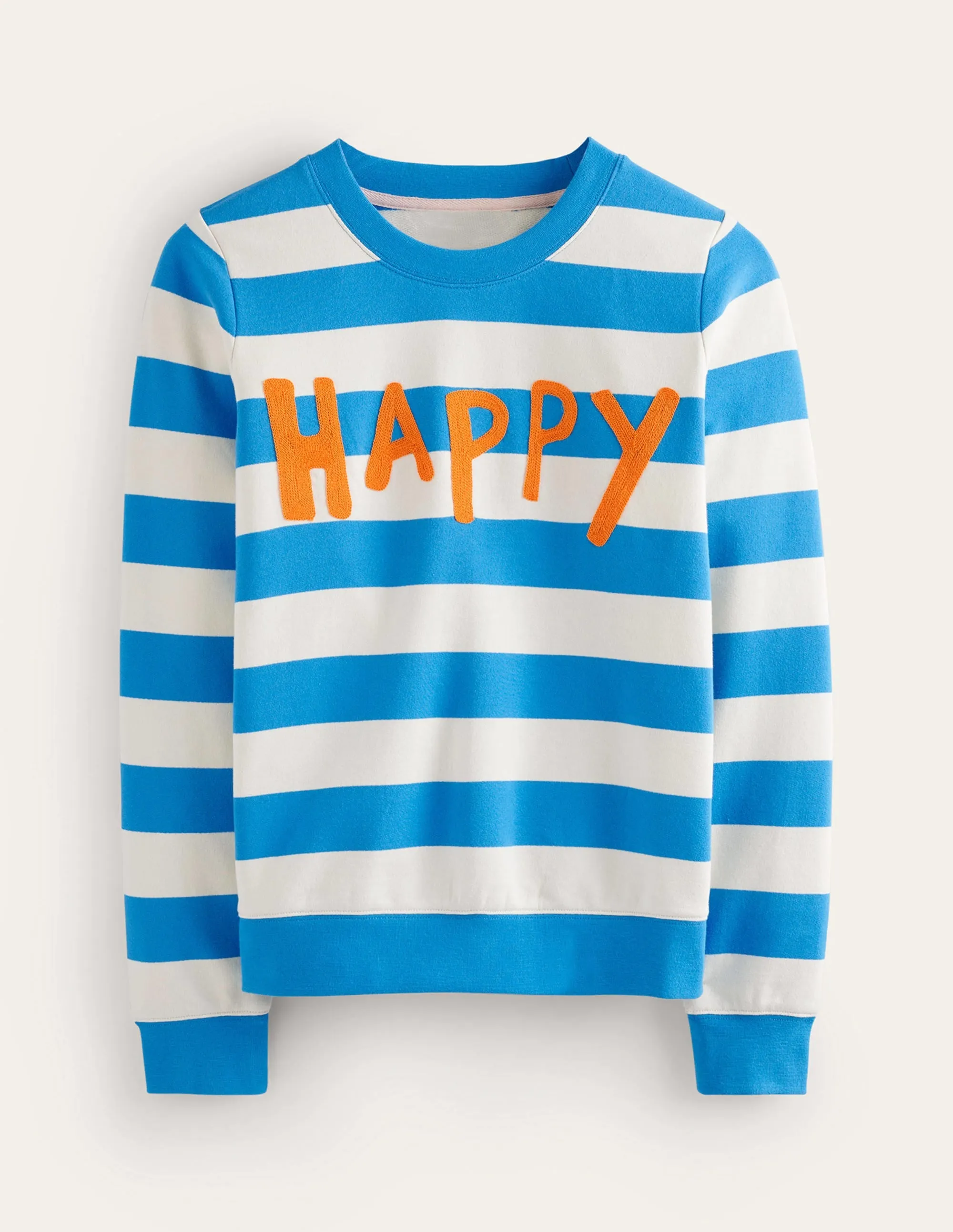 Hannah Embroidered Sweatshirt-Blue, Happy