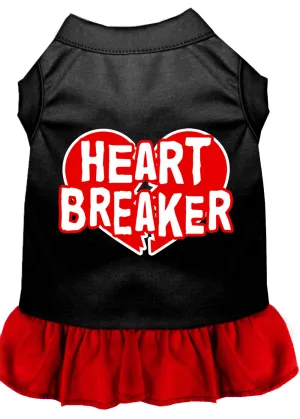 Heart Breaker Screen Print Dog Dress Black With Red Lg