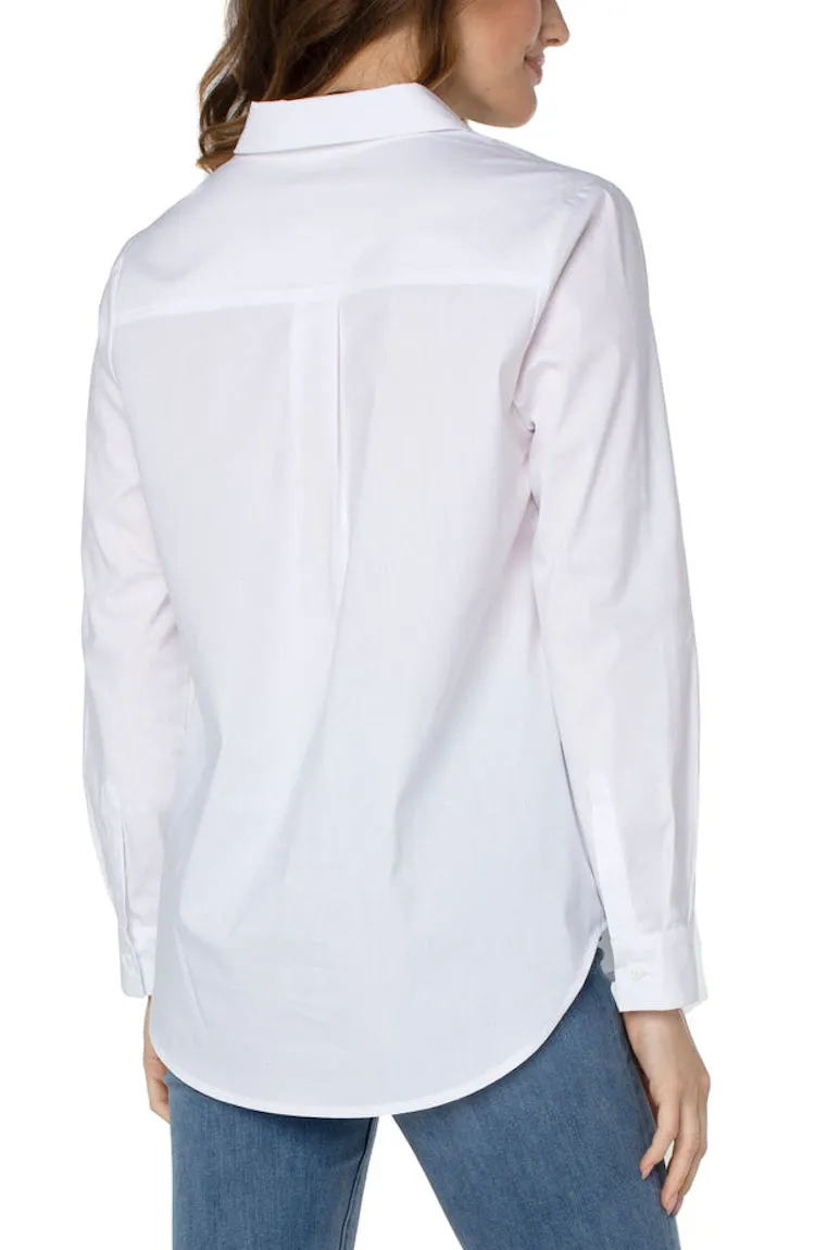 Hidden Placket Shirt With Pintucks